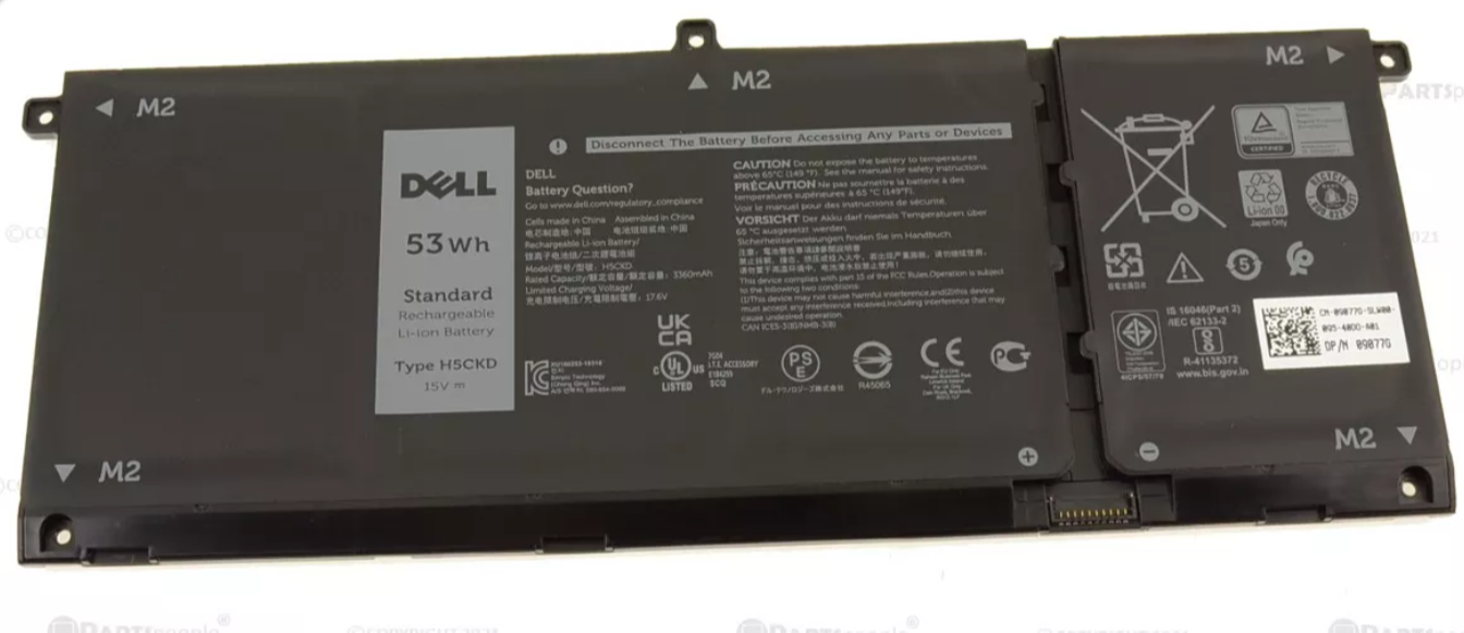 Dell H5KCD Battery for Dell Latitude 3320 3420 3520 Vostro 3510 3511 3515 5310 5410 5415 5510 5515 Inspiron 5418 5518 7415 2-in-1 0MGCM5 0FH3K2 V6W33 11.25V 3467mAh 3-Cell